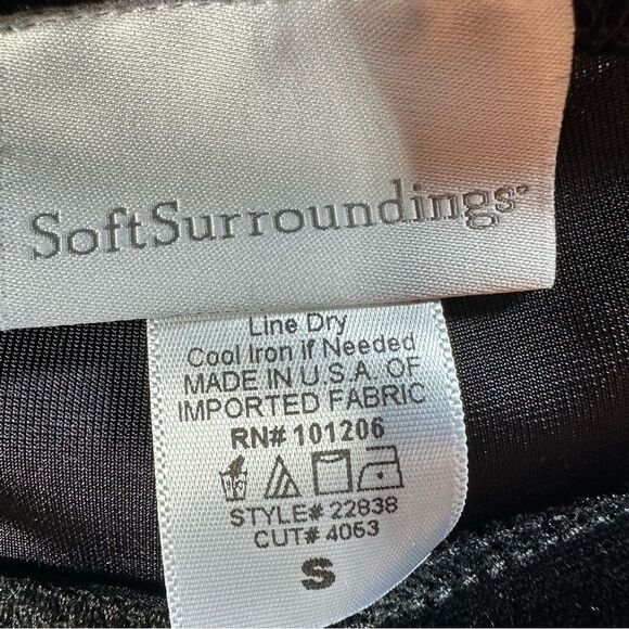 Soft Surroundings Black Velvet Elastic Waist  Pull On Pants Leggings Size S - Picture 4 of 7